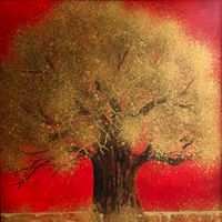 Goldener Herbst IV, mixed media on canvas, frame, 90x90 cm, Preis auf Anfrage (175)