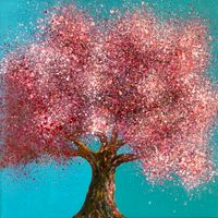 Mandelblüte, acrylic on canvas, frame, 50x50 cm, Preis auf Anfrage (126)