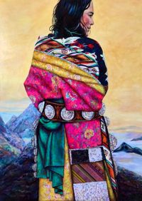 Next to sun, Tibet, mixed media on canvas, frame, 110x80 cm, Preis auf Anfrage (173)
