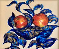 Zwei Äpfel, acrylic on canvas, frame, 35x40 cm, Preis auf Anfrage (186)